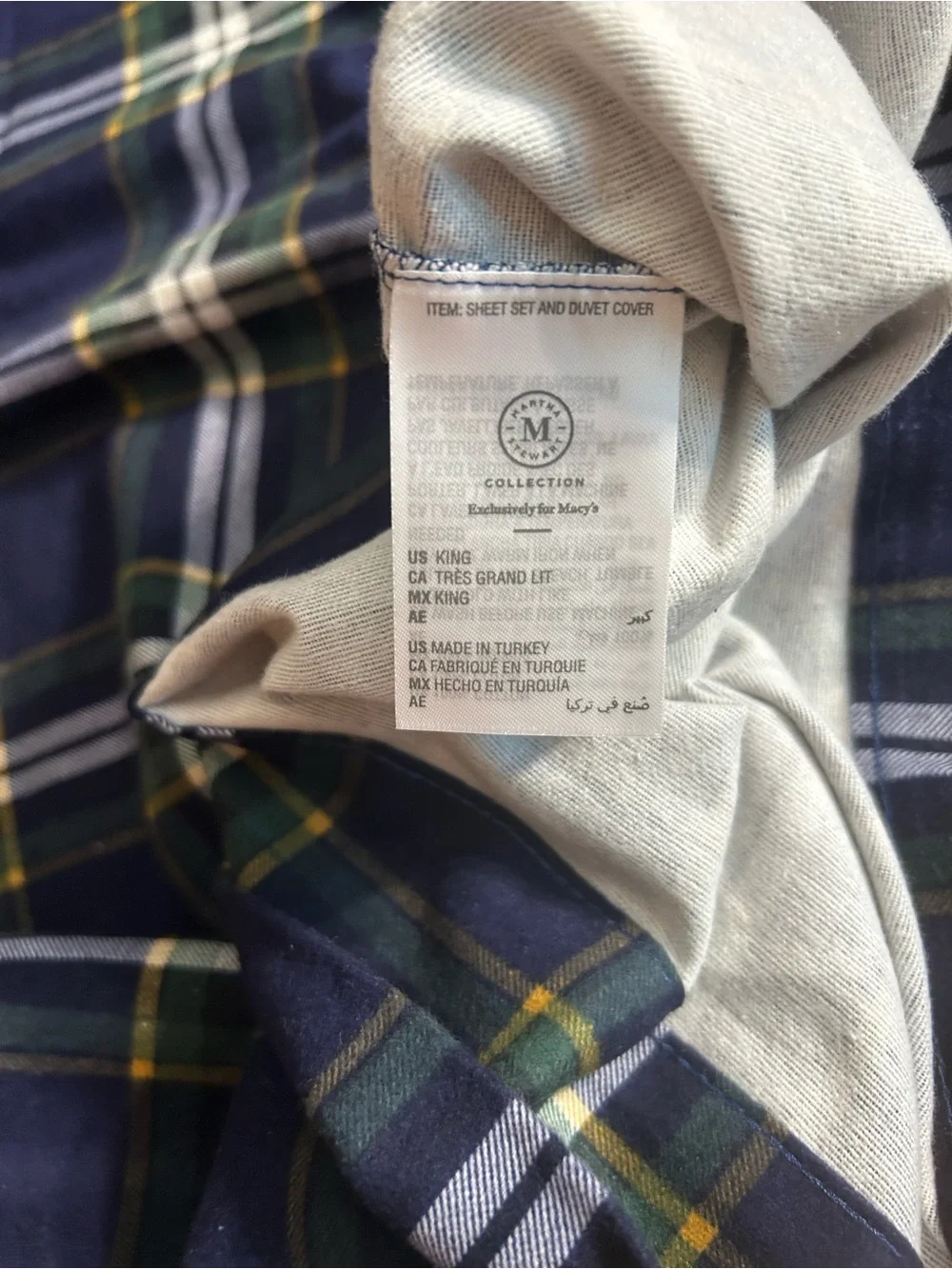 MARTHA STEWART COLLECTION FOR MACY’S 100% COTTON PLAID FLANNEL KING PILLOW CASES